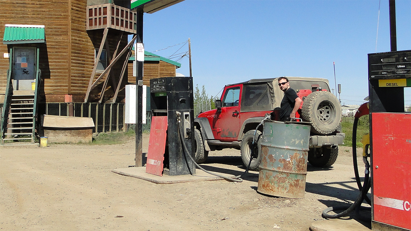 Gas Station Remote Wilderness Jeep Wrangler JK